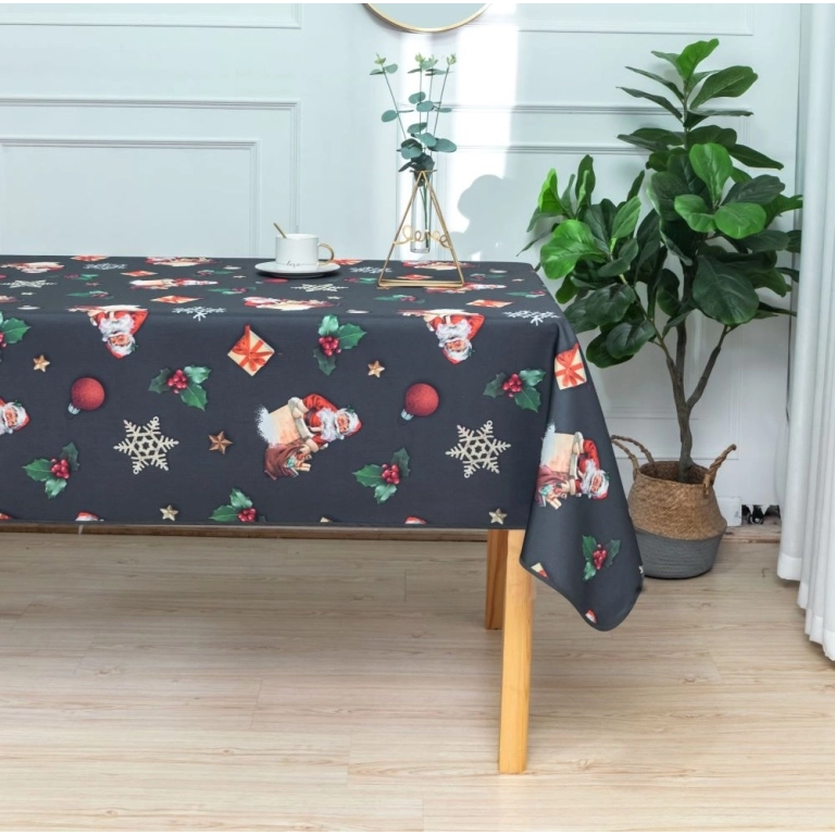 Nappe de Noël Père Noël Gris - Rectangle 145x240cm