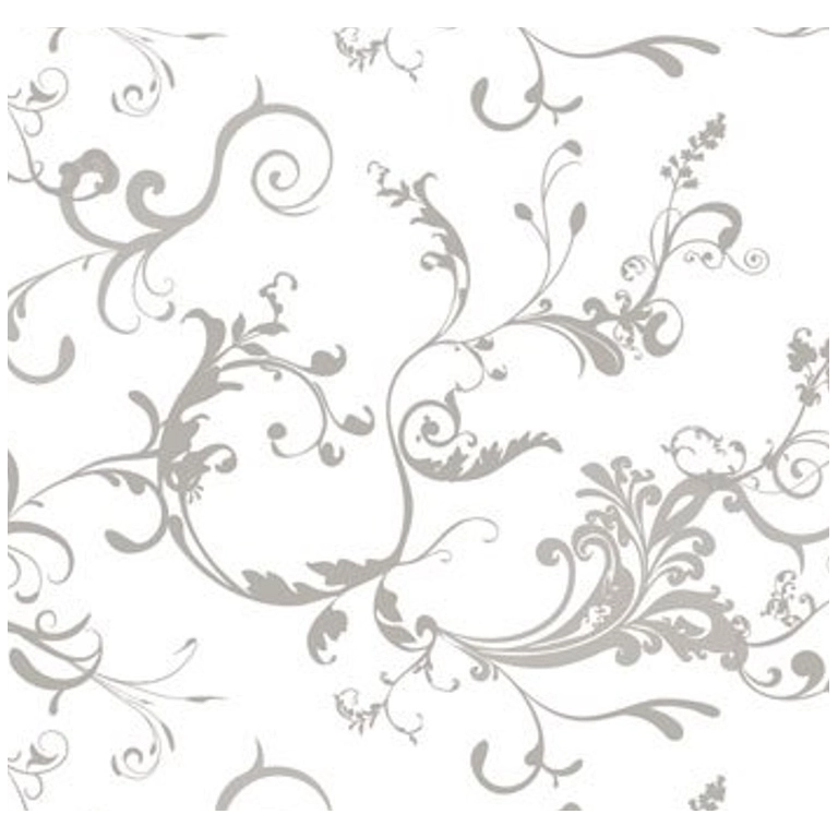Toile cirée arabesque argent - Nappe cirée motif argent blanc 140 cm