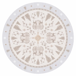 Nappe en toile cirée épaisse HIVER Gris Clair - ronde 140cm