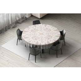 Nappe en toile cirée épaisse HIVER Gris Clair - ronde 140cm