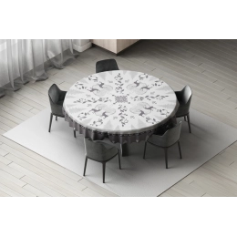 Nappe en toile cirée épaisse HIVER Gris Foncé - ronde 140cm