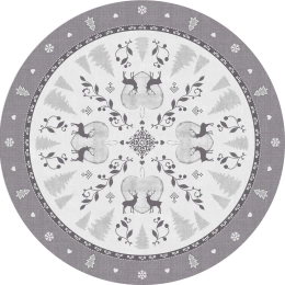 Nappe en toile cirée épaisse HIVER Gris Foncé - ronde 140cm