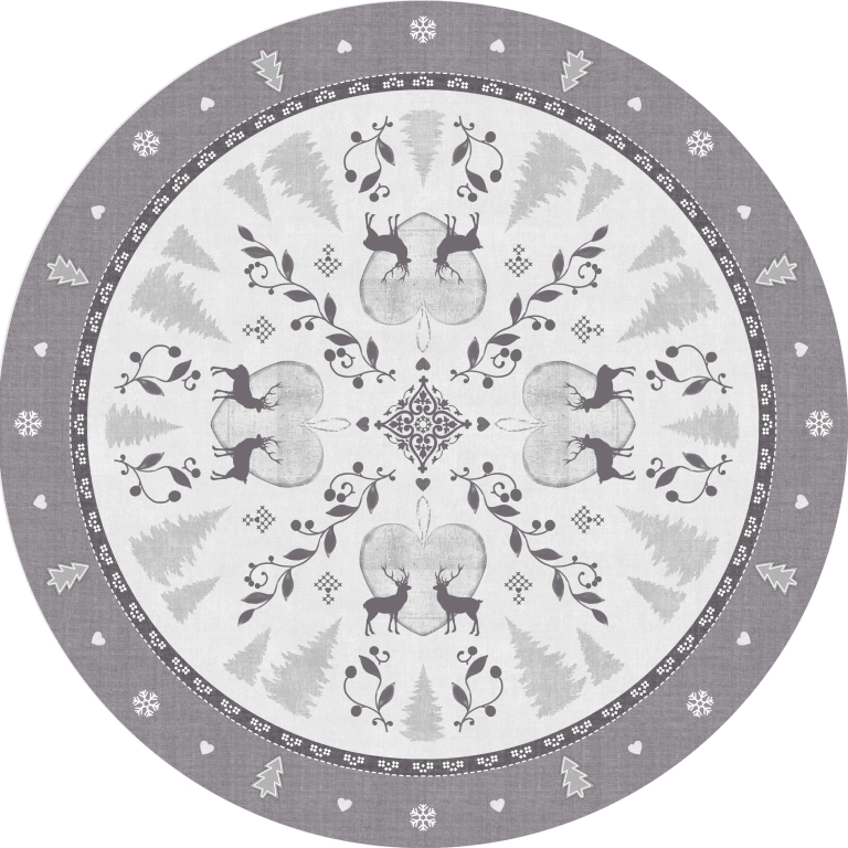 Nappe en toile cirée épaisse HIVER Gris Foncé - ronde 140cm