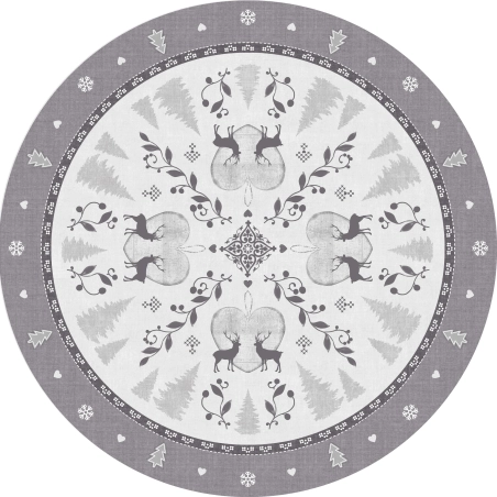 Nappe en toile cirée épaisse HIVER Gris Foncé - ronde 140cm