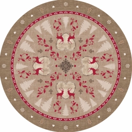 Nappe en toile cirée épaisse HIVER Rouge - ronde 140cm