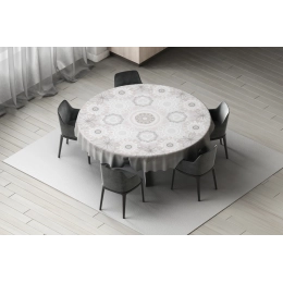 Nappe en toile cirée épaisse NAPERON Gris Clair - ronde 140cm