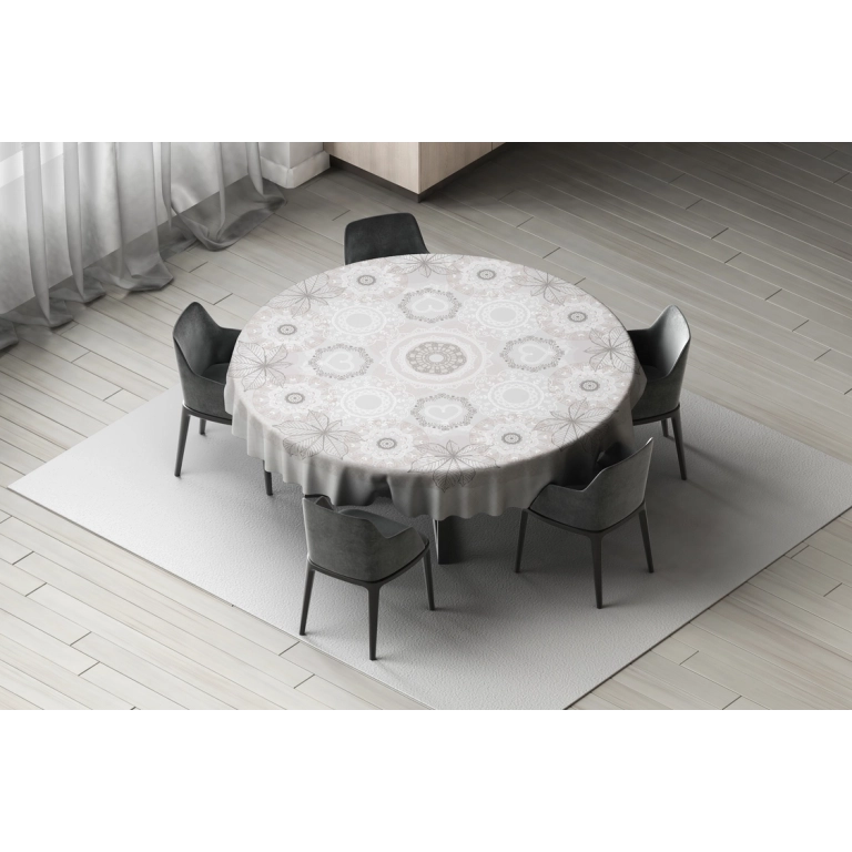 Nappe en toile cirée épaisse NAPERON Gris Clair - ronde 140cm