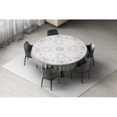 Nappe en toile cirée épaisse NAPERON Gris Clair - ronde 140cm