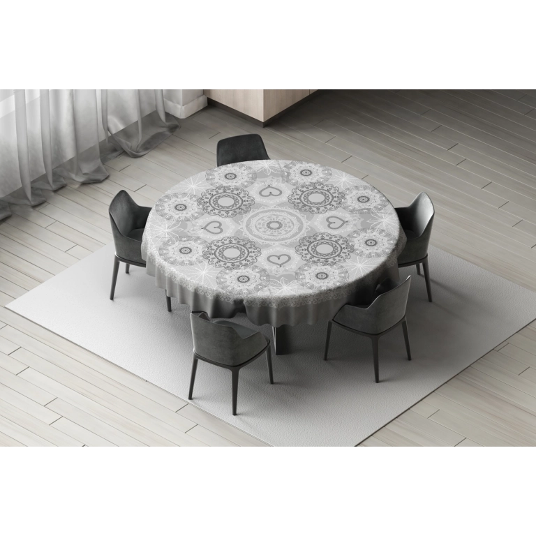 Nappe en toile cirée épaisse NAPERON Gris Foncé - ronde 140cm