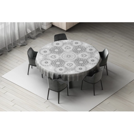 Nappe en toile cirée épaisse NAPERON Gris Foncé - ronde 140cm