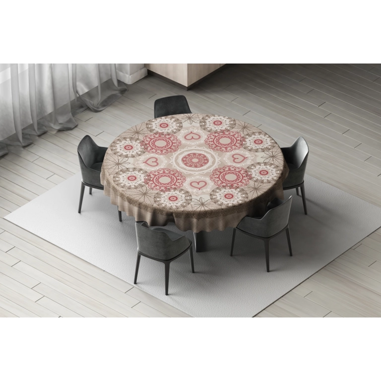 Nappe en toile cirée épaisse NAPERON Rouge - ronde 140cm