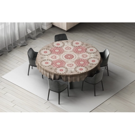 Nappe en toile cirée épaisse NAPERON Rouge - ronde 140cm