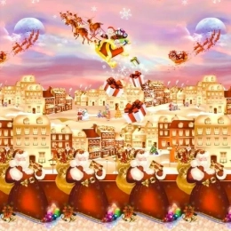 Nappe de noël or toile cirée - Nappe festive noël père noël rouge