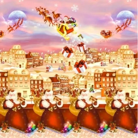 Nappe de noël or toile cirée - Nappe festive noël père noël rouge