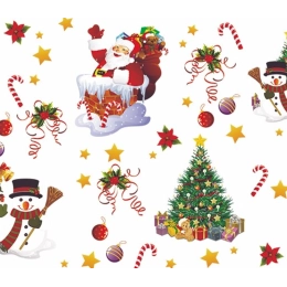 Nappe de noël blanche largeur 140 cm - Toile cirée père noël et sapin