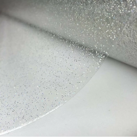 Nappe transparente paillettes argent - Nappe festive à paillette