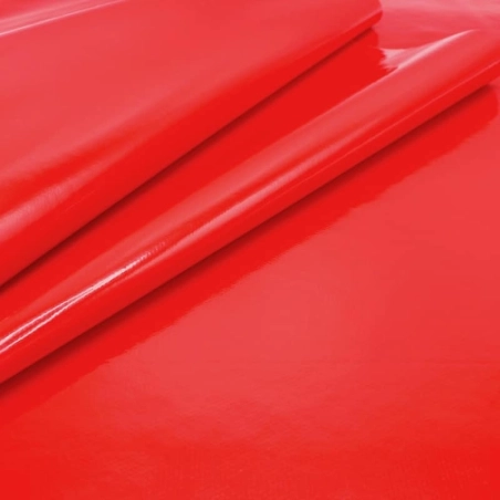 Toile cirée rouge unie laquée - Tapis de table rouge
