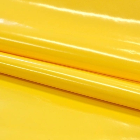 Toile cirée jaune bouton d'or unie laquée - Tapis de table jaune or