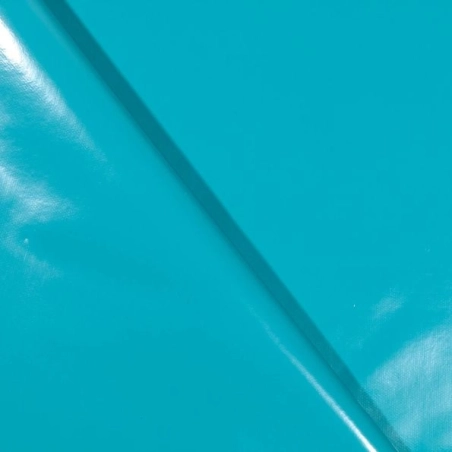 Toile cirée turquoise unie laquée - Tapis de table turquoise