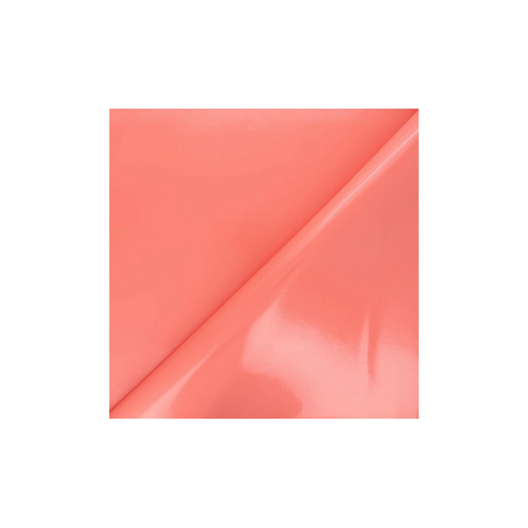 Toile cirée corail orange unie laquée - Tapis de table nappe corail 