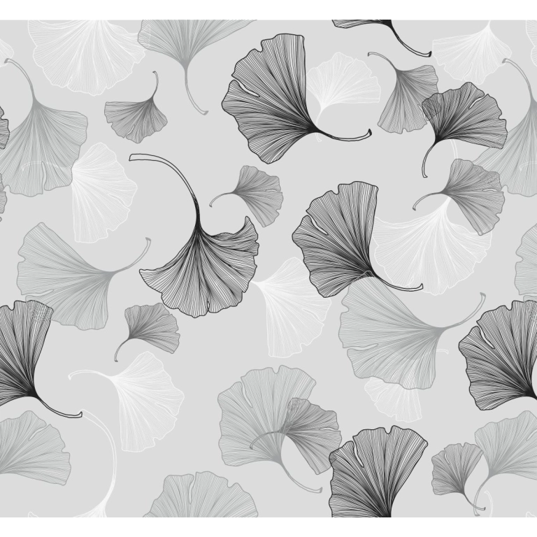 Toile cirée Gingko argent - largeur 140 cm