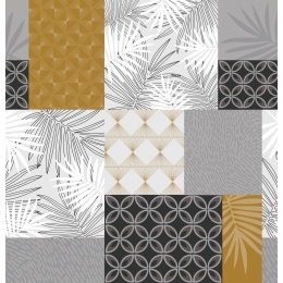 Toile cirée Eden ocre - largeur 140 cm