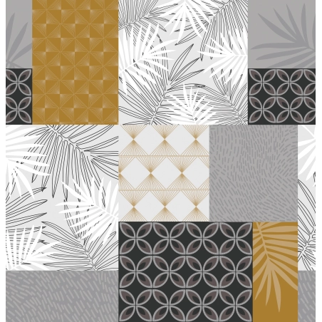 Toile cirée Eden ocre - largeur 140 cm