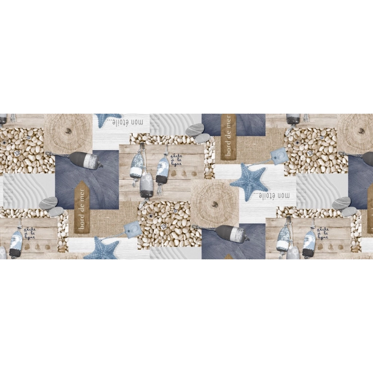 Toile cirée WIMEREUX bleu - largeur 140 cm