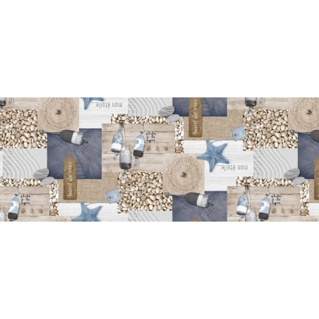 Toile cirée WIMEREUX bleu - largeur 140 cm