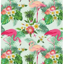 Toile cirée FLAMINGO rose - largeur 140 cm