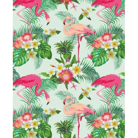 Toile cirée FLAMINGO rose - largeur 140 cm