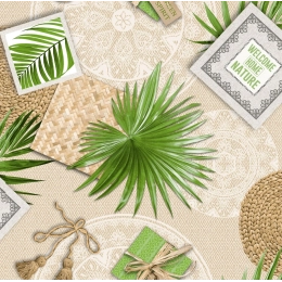 Toile cirée BOHEME corde - largeur 140 cm