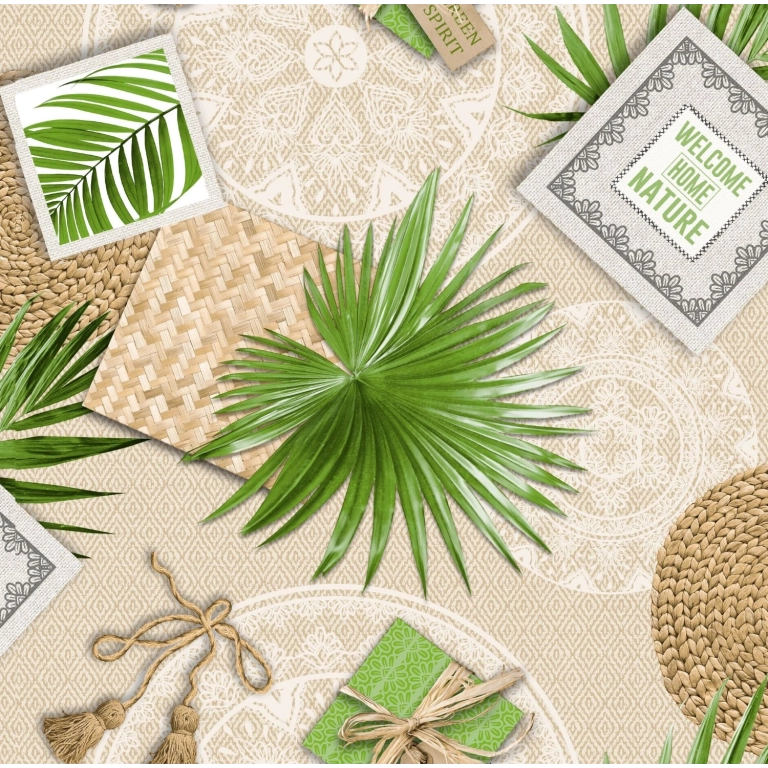 Toile cirée BOHEME corde - largeur 140 cm