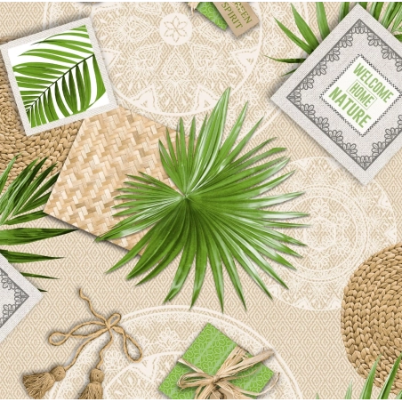 Toile cirée BOHEME corde - largeur 140 cm