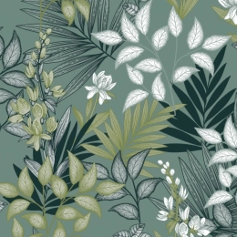 Toile cirée PALOMA vert - Feuillage vert