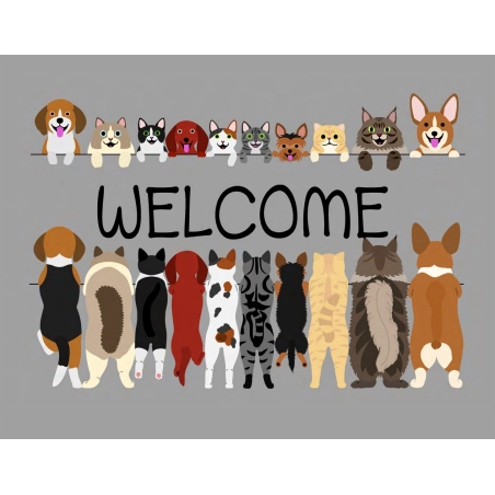 Tapis d'intérieur WELCOME Animaux 60x80cm
