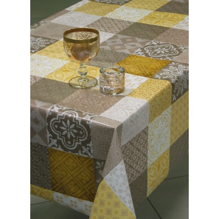 Toile cirée MIMOSA jaune - Géométrique et Traditionnelle