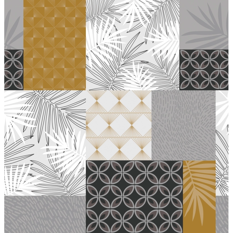 Toile cirée Eden ocre - largeur 140 cm