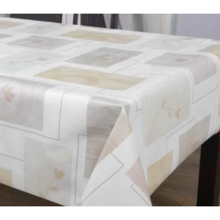 Toile cirée épaisse GALERIE écru - Largeur 140 cm  et Sans plis