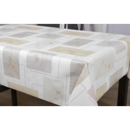 Toile cirée épaisse GALERIE écru - Largeur 140 cm  et Sans plis