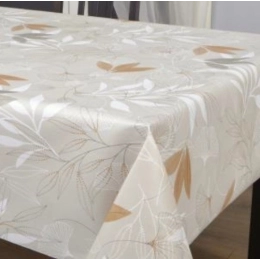 Toile cirée épaisse HANA beige - Largeur 140 cm  et Sans plis