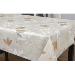 Toile cirée épaisse HANA beige - Largeur 140 cm  et Sans plis