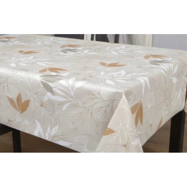 Toile cirée épaisse HANA beige - Largeur 140 cm  et Sans plis