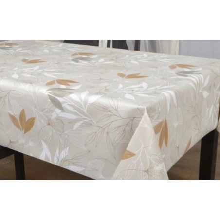 Toile cirée épaisse HANA beige - Largeur 140 cm  et Sans plis