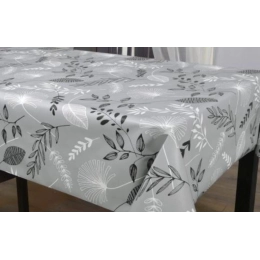 Toile cirée épaisse LAUREL gris - Largeur 140 cm  et Sans plis