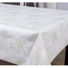 Toile cirée épaisse LUONTO écru - Largeur 140 cm  et Sans plis