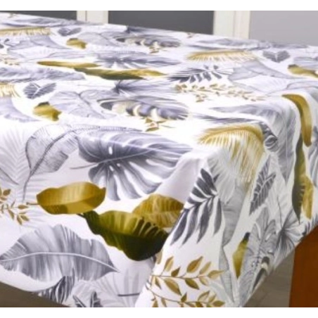 Toile cirée épaisse GUYANE blanc - Largeur 140 cm  et Sans plis