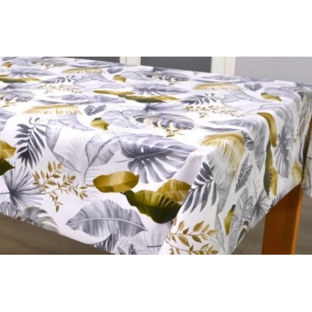 Toile cirée épaisse GUYANE blanc - Largeur 140 cm  et Sans plis