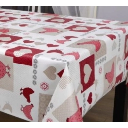 Toile cirée épaisse DORA rouge - Largeur 140 cm  et Sans plis