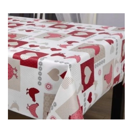 Toile cirée épaisse DORA rouge - Largeur 140 cm  et Sans plis